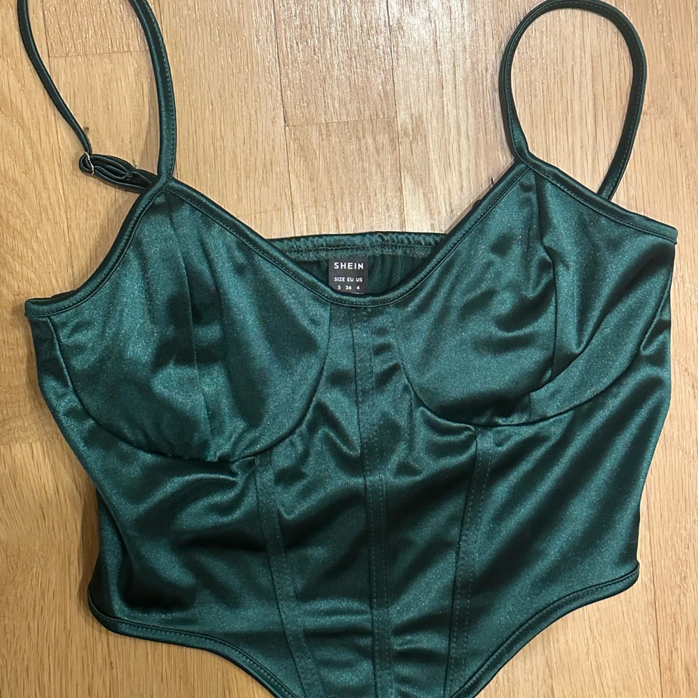 SHEIN Emerald Satin Bustier
